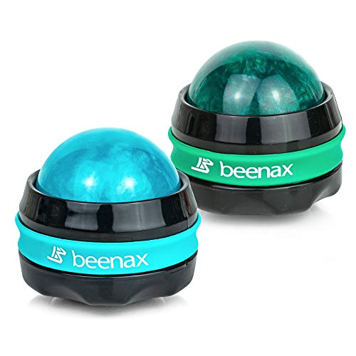 Beenax Massage Roller Ball (Set of 2), Sore and Tight Muscle Pain Relief, Manual Self Massager, Relax Shoulders, Arms, Neck, Back, Legs, Calves, Foot and Body Tension, Essential Oil or Lotion