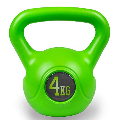 Phoenix Fitness 4KG Green Vinyl Kettlebell - Heavy Weight Kettle Bell for Strength and Cardio Training - Kettlebells for Home and Gym Fitness Workout Equipment for Bodybuilding and Weight Lifting