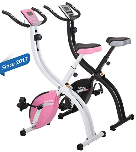 YYFITT Basic Foldable Fitness Exercise Bike with 16 Level Resistance, Countdown Exercise Monitor, Phone/Tablet Holder and Hand Pulse for Home Use (Pink) - Gym Store | Gym Equipment | Home Gym Equipment | Gym Clothing
