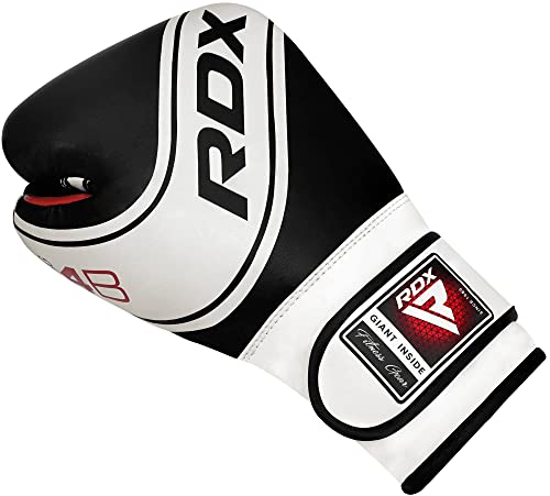 RDX Kids Boxing Gloves, 6oz 4oz Junior Training Mitts, Maya Hide Leather Ventilated Palm, Muay Thai Sparring MMA Kickboxing, Punch Bag Speed Ball Focus Pads Punching Workout, Youth Games Fun (Black, 6 oz)