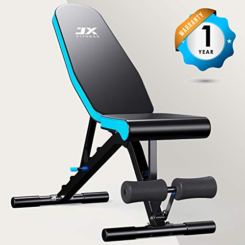 JX FITNESS Adjustable Weight Bench Incline Decline Flat Workout Bench 90 Degree Upright Home Training Sit up Gym Bench