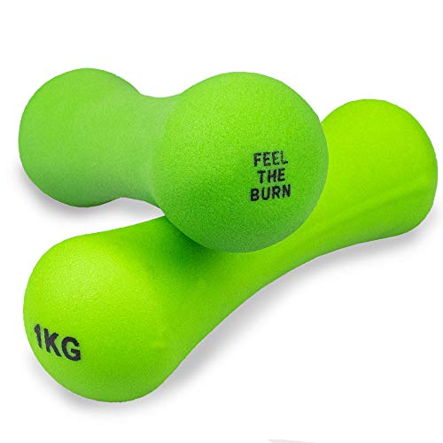 Phoenix Fitness RY926-2 Neoprene Dumbbell Weight for Home and Gym Fitness Exercise Workout Training for Arms and Hands, Pair, 1KG, Green