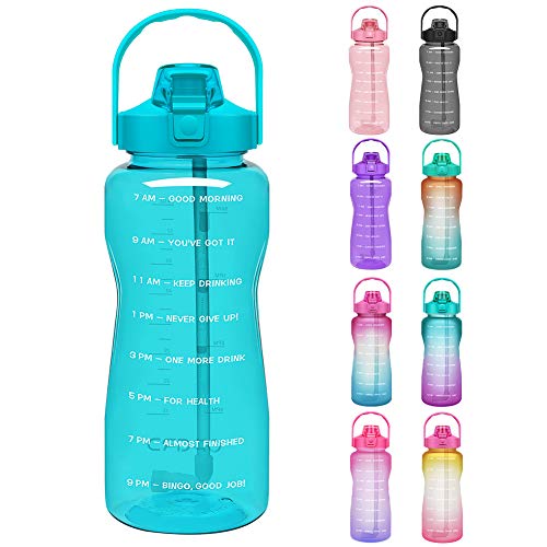 Opard 2 Litre Water Bottle with Time Marker to Drink Half Gallon Motivational Water Bottle with Straw and Handle Large BPA Free Water Jug for Sports Gym Fitness (Light Blue) - Gym Store | Gym Equipment | Home Gym Equipment | Gym Clothing