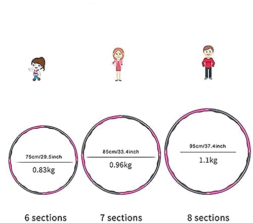 Weighted Hula Hoops for Adults,Fitness Hoop for Adults Kids, Weighted for Fitness Exercise Gym, Folding Fitness Wave 1kg Adjustable Width 72-95cm, Foam Padded Slimming Ring Weight Loss Gift For Women