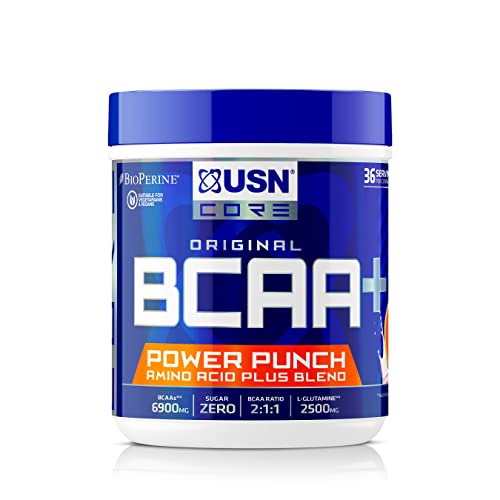 USN BCAA Power Punch, BCAA Powder with Vitamin B6 Intra Workout Amino Drink, Watermelon, 200 g