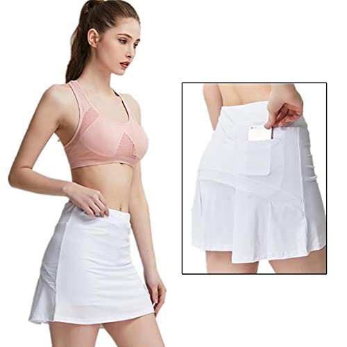 XMYNB Tennis Skirts Women Tennis Skirts Badminton Golf Pleated Skirt High Waist Fitness Shorts With Phone Pocket Girl Athletic Sport Skorts