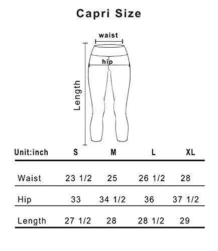 Sugar Pocket Womens Yoga Capris Running Printed Pants Workout Legging Tummy Control with Side Pocket L