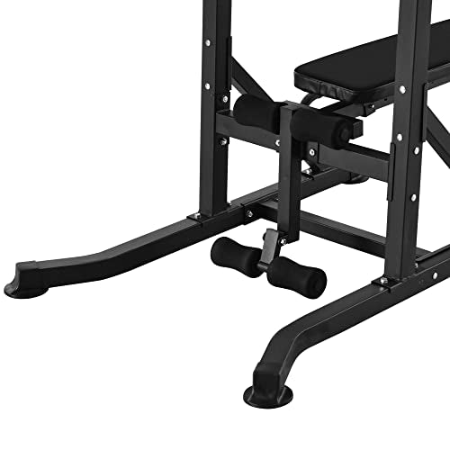 HOMCOM Multifunction Power Tower w/Bench Home Workout Dip Station Push-up Bars Fitness Equipment Office Gym Training