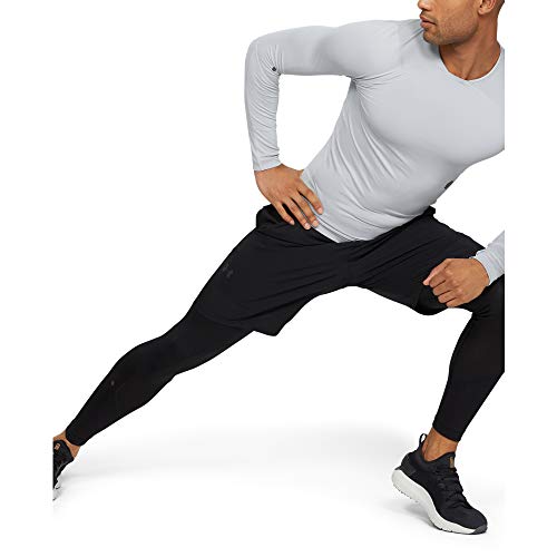 Under Armour UA Rush Sports Leggings for Men with Rush Technology, Light Men’s Running Tights with Compression Fit, Men Black, Black / / Black (001), Medium