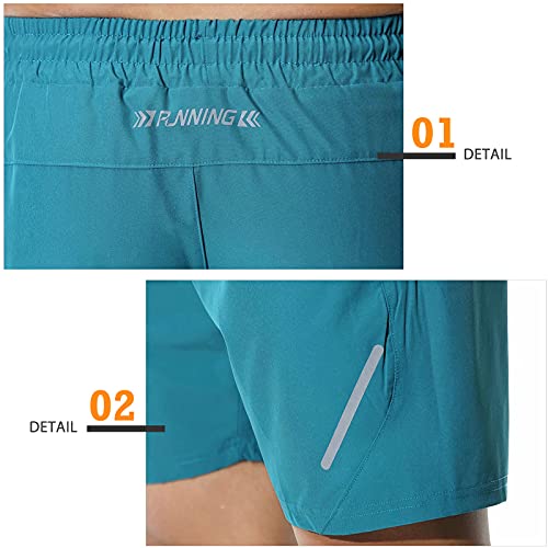 Superora Men's Workout Running Shorts Sports Quick Dry Lightweight Breathable with Pocket,with Reflective Strip Design Athletic Shorts for Casual, Training, Jogging, Gym, Active,Peacock Blue