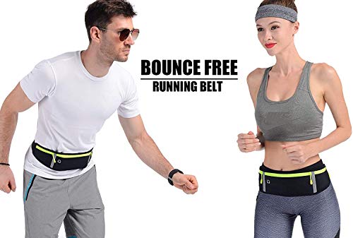 LocoJoy Best Comfortable Adjustable Running Belt with Reflective Strip that Fit All Phone Models and Fit All Waist Sizes for Running, Workouts, Outdoor Sports, Training Money Belt & More,Black