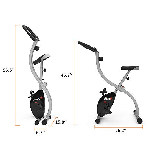 ATIVAFIT Foldable Exercise Bike 8 Resistance Levels F-Bike with Heart Rate Sensor+Phone Holder Grey