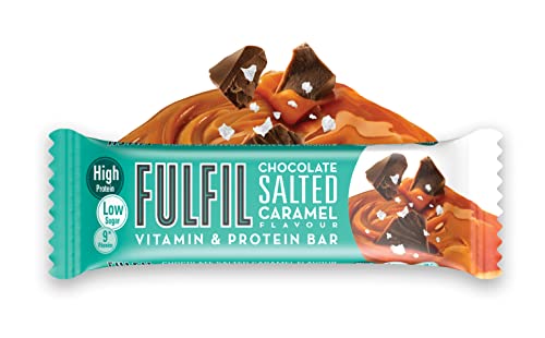 Fulfil Vitamin and Protein Bar (15 x 55 g Bars) — Chocolate Salted Caramel Flavour — 20 g High Protein, 9 Vitamins, Low Sugar - Gym Store