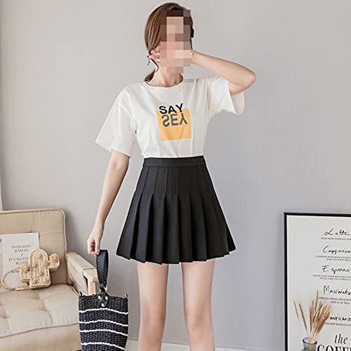 Girl Pleated Tennis Skirt High Waist Short Dress With Underpants Slim School Uniform Women Teen Cheerleader Badminton Skirts 428 (Color : Black, Size : S)