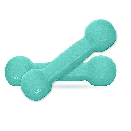 Xn8 Neoprene Dumbbells Hand Weight Set Dumbells For Home Gym Exercise Fitness Training Weight Lifting Body Building Muscle Toning Pilates (Mint Green, 1Kg Pair = (1 * 2=2Kg))