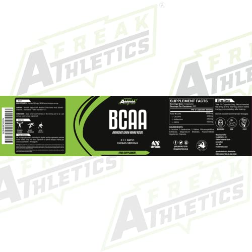 BCAA Amino Acid Support 400 Capsules - 500mg BCAA Tablets 1000mg Per Serving - 2:1:1 Ratio of L Leucine, L Isoleucine & L Valine - Made in The UK - Suitable for Both Men & Women
