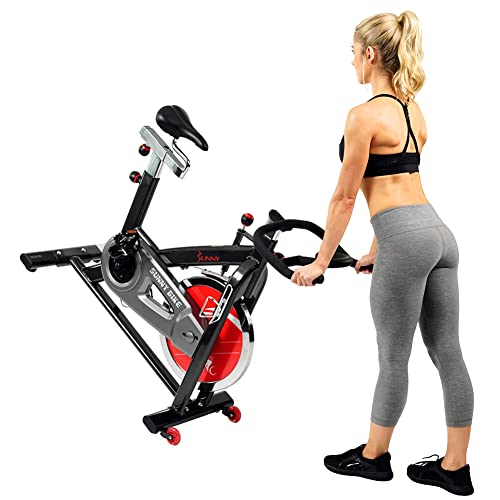 Sunny Health & Fitness Belt Drive Indoor Studio Cycle Bike, 22 KG (49 Pound) Flywheel Grey / Black / Red One Size SF-B1002