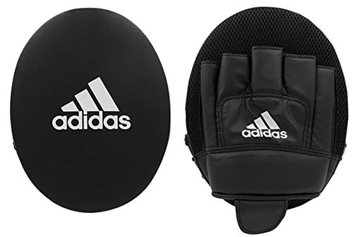 adidas Boxing Gloves and Focus Mitts Set Adult Men Women Kids Fitness Training Workout Gym Pads 10oz 6oz, Black