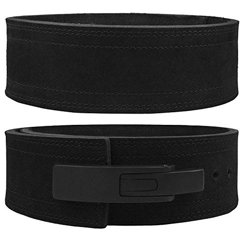 Hawk Sports Lever Belt Black Genuine Leather Powerlifting Men & Women Power Lifting 10mm Weightlifting Belt! (Black, Medium)