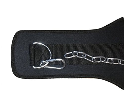 Aasta Pro Weight Lifting Dip Belt With Metal Chain with 7.5 inch Back Support, Double Stitched