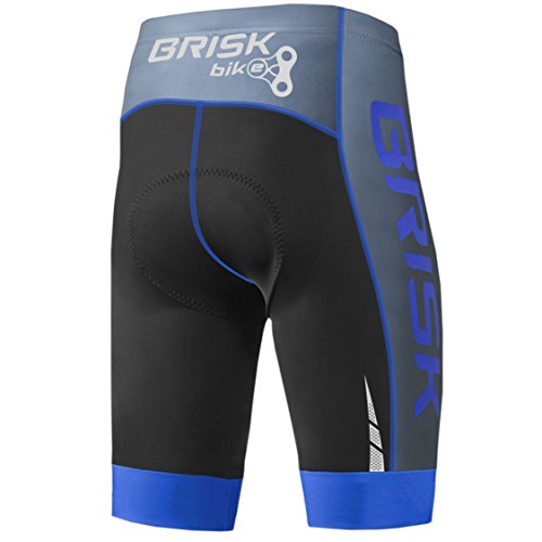Brisk Bike Padded Compression Cycling Shorts (Black/Blue, Large)