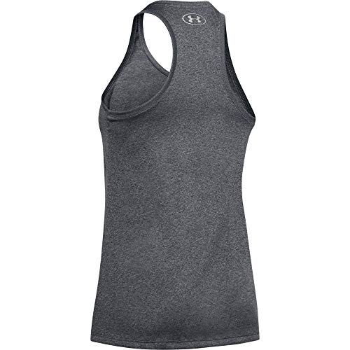 Under Armour Women's Tech - Solid Tank Top for Sport Loose Fit Gym Vest, (Carbon Heather/Metallic Silver (090)), M UK