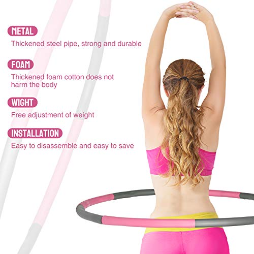 LIUMY Exercise Hoop, Upgrade Weight Loss Hoops with Stable Stainless Steel Core, Detachable Slimming Circle Fitness Hoop Exercise Ring for Bodybuilding Fitness Training (2.64lbs/1.2kg)