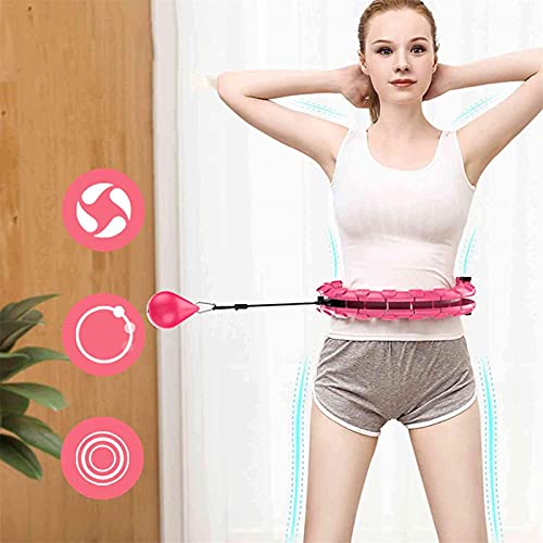 Miaoxiu Weighted Smart Hula Fitness Hoop for Adults and Kids 2 in 1 Abdomen Fitness Massage Weighted Hula Hoops 24 Detachable Knots Adjustable Weight Auto-Spinning Ball,Blue