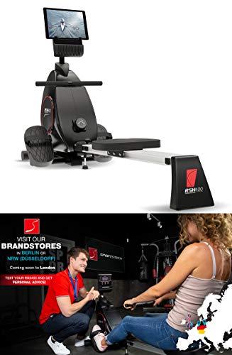 Sportstech RSX400 Rowing Machine - German Quality Brand -Video Events & Multiplayer App, Heart Rate Belt incl. rowing machine for your home, foldable with 8x magnetoresistance and ball bearing seat