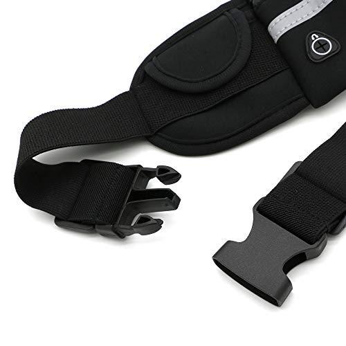 Fortitude Sports Running Belt With Phone Holder | Running Waist Pack for Phones, Headphones and Water Bottle | Waterproof Running Belt For Women and Men (Black)