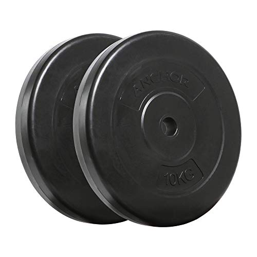 Weight plate disc vinyl (1 inch) 10kg x 2 Standard Plates 20kg weights set for Weight lifting Dumbbell bars strength training home gym fitness workout
