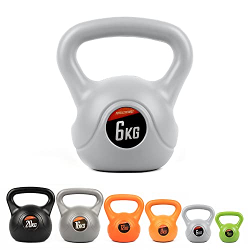 Phoenix Fitness 6KG Silver Vinyl Kettlebell - Heavy Weight Kettle Bell for Strength and Cardio Training - Kettlebells for Home and Gym Fitness Workout Equipment for Bodybuilding and Weight Lifting
