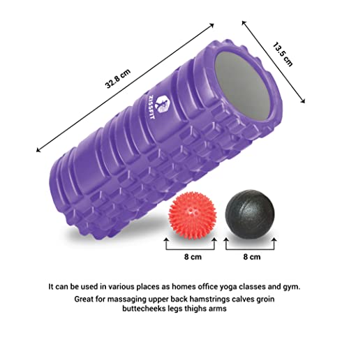 Foam Roller with Massage Balls, Back Roller for Back Pain, Muscles, and Deep Tissue Exercise, High Density EVA Material Massage Roller for Physio-Therapy, Body Fitness and Myofascial Release (Purple)