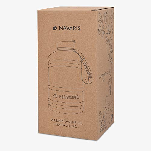 Navaris Stainless Steel Water Bottle - 2.2 Litre Large Metal Sports, Camping, Gym Canteen for Drinking Water, Liquid, Drinks