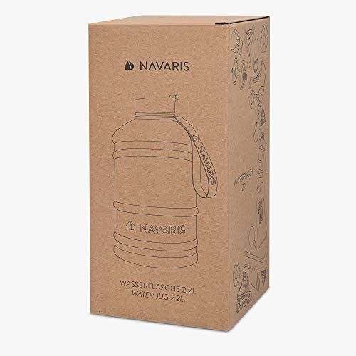 Navaris Stainless Steel Water Bottle - 2.2 Litre Large Metal Sports, Camping, Gym Canteen for Drinking Water, Liquid, Drinks - Gym Store