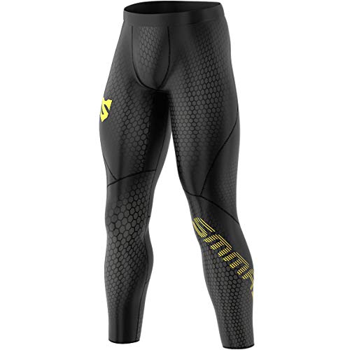 SMMASH Cell Mens Long Sport Leggings, Men Compression Pants, breathable and light fitness tights, Perfect for Running, Crossfit, Gym, Antibacterial Material, Made in Europe (M)