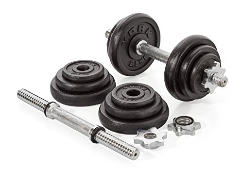 York Fitness Cast Chrome Dumbbell Spinlock - Adjustable Dumbbell Free Weights Set Perfect Hand Weights for Bodybuilding Weightlifting Barbell Weights Home Gym Equipment (Pack of 2) - Black, 20kg - Gym Store