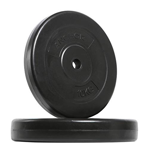 Weight plate disc vinyl (1 inch) 10kg x 2 Standard Plates 20kg weights set for Weight lifting Dumbbell bars strength training home gym fitness workout