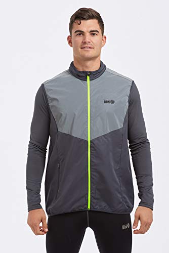 Time To Run Men's 2019 High Visibility Reflective Spirit Lightweight Running Gilet Large Charcoal/Silver