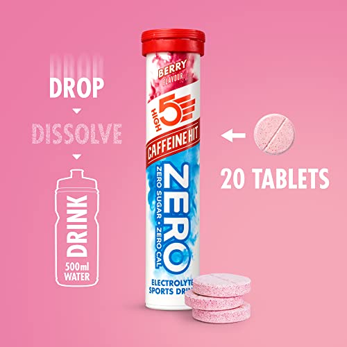 HIGH5 ZERO Caffeine Hit Electrolyte Hydration Tablets Added Vitamin C (Berry, 8x20 Tablets)