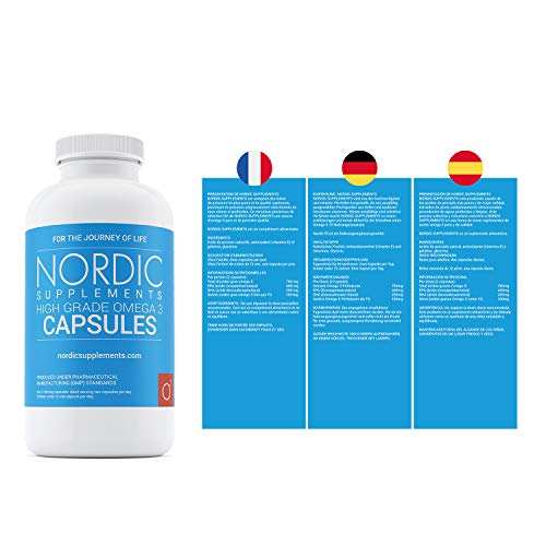 Nordic Supplements High Strength Pharmaceutical Grade Omega 3 Fish Oil Capsules, 1000 mg, Pot of 365 Capsules