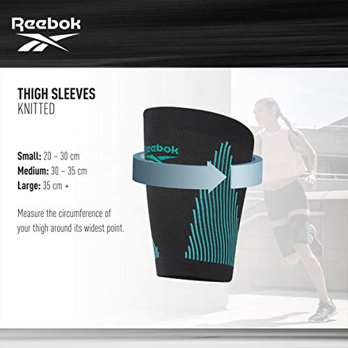 Reebok Knitted Compression Thigh Sleeve, Black, M