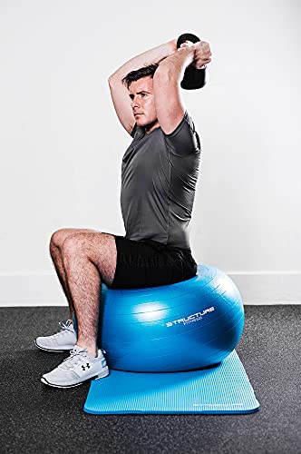 Structure Fitness 65CM Gym Ball Exercise Yoga Swiss Core Fitness - Ideal for core strength training, stretching, toning, resistance Pilates Workout- Hand-pump included. (BLUE)