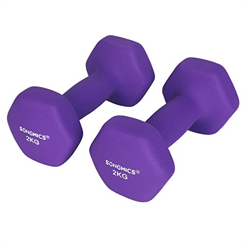 SONGMICS Set of 2 Dumbbells Weights Vinyl Coating Gym and Home Workouts Waterproof and Non-Slip with Matte Finish 2 x 2 kg SYL64PL