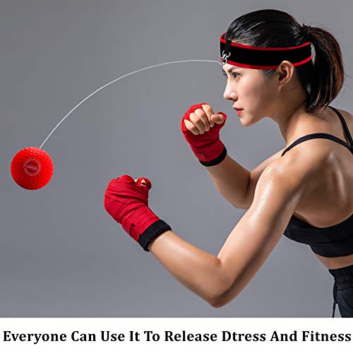 Dermasy Boxing Reflex Ball, 2 Difficulty Levels Boxing Training Ball with Headband Perfect for Agility,Reaction, Punching Speed, Fight Skill, Fitness and Hand Eye Coordination Training