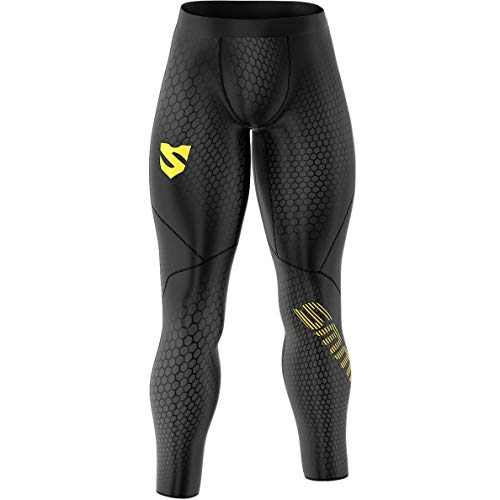 SMMASH Cell Mens Long Sport Leggings, Men Compression Pants, breathable and light fitness tights, Perfect for Running, Crossfit, Gym, Antibacterial Material, Made in Europe (M)
