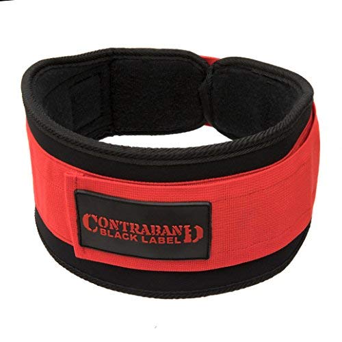 Contraband Black Label 4040 5in Foam Padded Weight Lifting Belt w/Hook & Loop - Perfect Heavy Duty Back Support for Weightlifting Bodybuilding Powerlifting - Men & Women (Red, Medium)