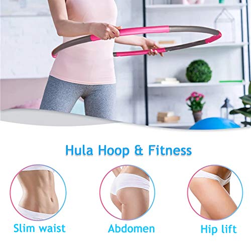 Fitness weighted hula hoop, adult and child hula hoop foldable and adjustable width (28.3-37.4 inches), through fun exercises, abdominal training equipment quickly lose weight and burn fat.