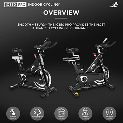JLL® IC350 PRO Indoor Bike, Direct Belt Driven Exercise Bike For Home, Cycling Machine With Advanced Flywheel, Friction Resistance, Monitor, Heart Rate Sensors, 12 Months Domestic Warranty