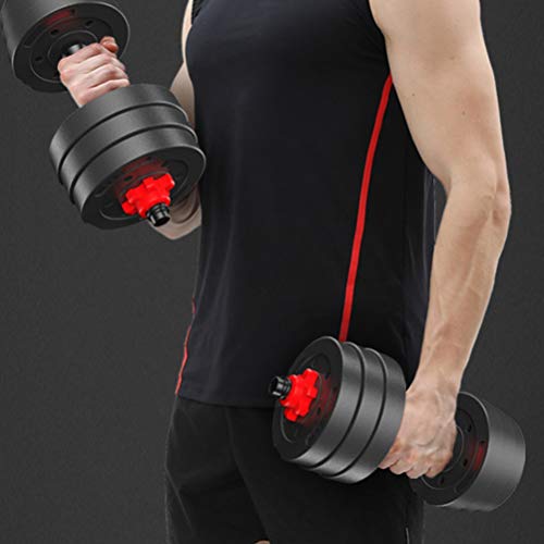 CLISPEED Adjustable Dumbbells Set Workout Anti-Slip Barbell Fitness Dumbbell Weights with Connecting Rod (Total 20KG)